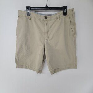 Reed Edward Men's Classic Casual Shorts Beige Size 34" Preppy Flat Cront